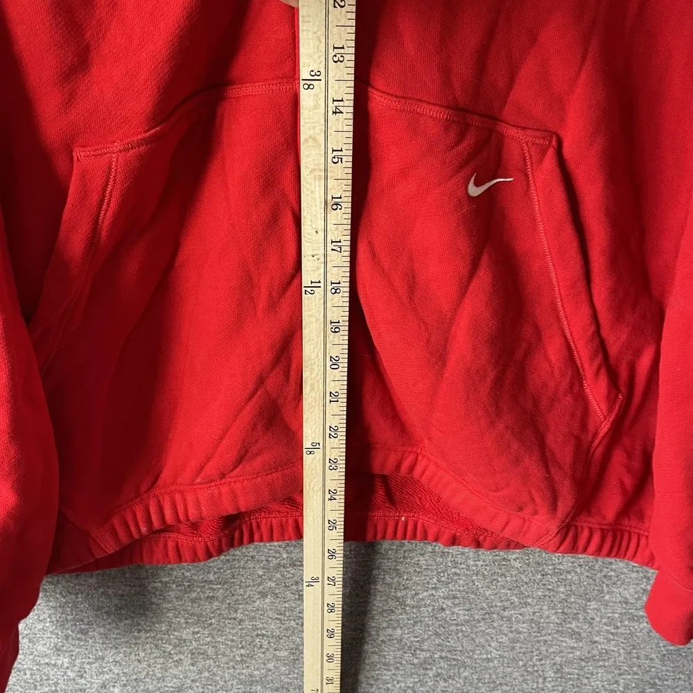 Nike Hoodie Womens M Red Full Zip Cotton Fleece Kangaroo Pocket Logo Sweatshirt